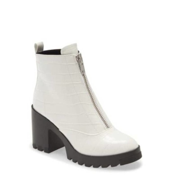 BP Marley Front Zip Croc Embossed Bootie White Women's Size 5.5M - Picture 1 of 10